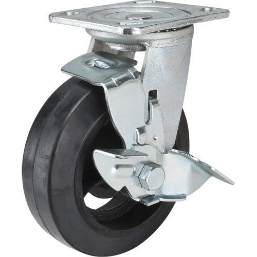 Mold-on Caster, Swivel with Brake, 6" (152.4 mm), Rubber, 550 lbs. (249 kg.) Les Fournitures Industrielles Méga