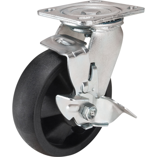 Roulettes haute temp&eacute;rature, Pivotant avec frein, 6" (152,4 mm), Nylon, 880 lb (399 kg) Les Fournitures Industrielles Méga