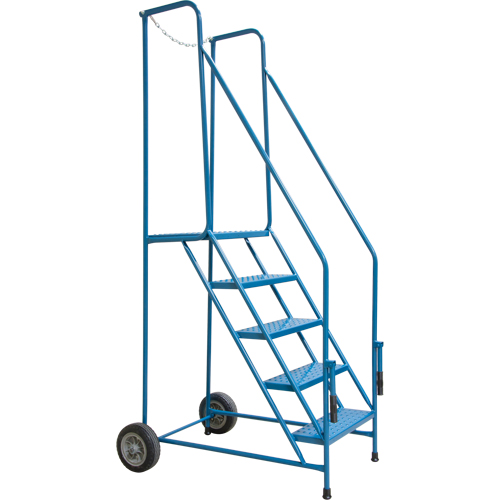 Trailer Access Rolling Ladder with Rails, 4 Steps, 22" Step Width, 37" Platform Height, Steel Les Fournitures Industrielles Méga