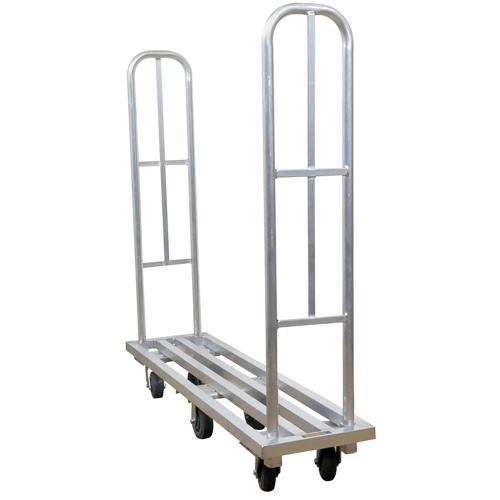 Aluminum U-Boat Platform Truck, 16" W x 63" L, 1322 lbs. Cap., Polyurethane Wheels Les Fournitures Industrielles Méga