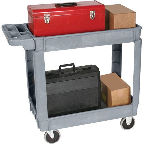 Deluxe Utility Cart, 2 Tiers, 25" x 35-1/2" x 43.5"/43-1/2", 550 lbs. Capacity Les Fournitures Industrielles Méga