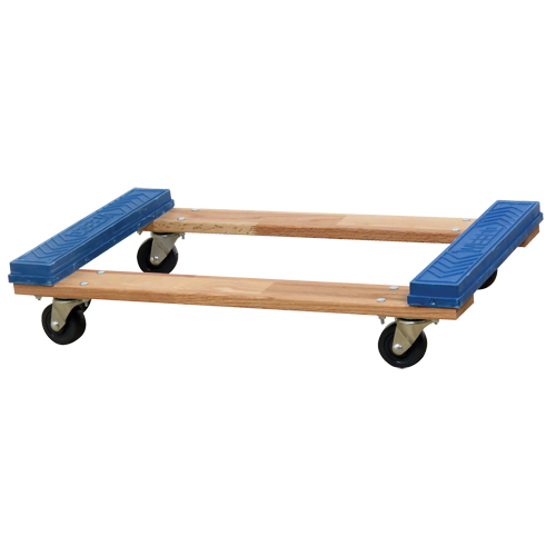 Open Deck Rubber Ends Dolly, Wood Frame, 18" W x 30" D x 6" H, 900 lbs. Capacity Les Fournitures Industrielles Méga