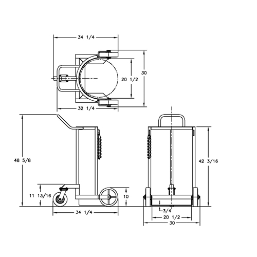 Large Liquid Gas Cylinder Truck LCC, Polyurethane Wheels, 20" W x 20" D Base, 1000 lbs. Les Fournitures Industrielles Méga