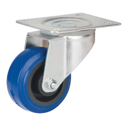 Roulette bleue, Pivotant, 3" (76 mm), Caoutchouc, 285 lb (129 kg) Les Fournitures Industrielles Méga