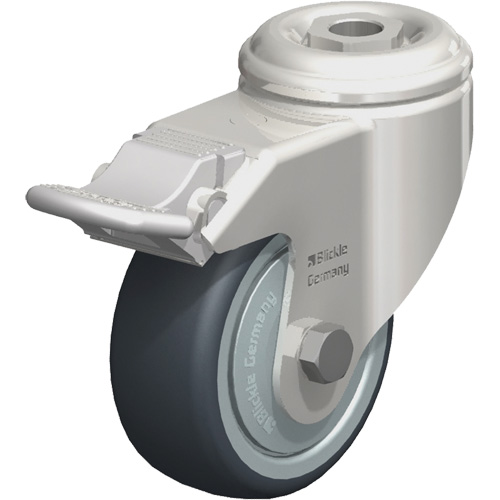 Roulette en &eacute;lastom&egrave;re thermoplastique acier inoxydable, Pivotant avec frein, Diam&egrave;tre 3-1/8" (79,5 mm), Capacit&eacute; 220 lb (100 kg) Les Fournitures Industrielles Méga