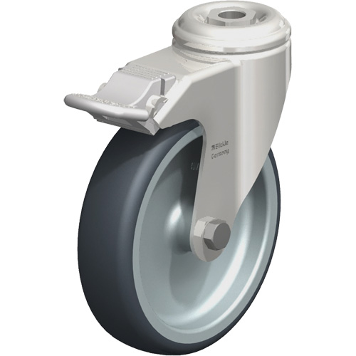 Roulette en &eacute;lastom&egrave;re thermoplastique acier inoxydable, Pivotant avec frein, Diam&egrave;tre 5" (127 mm), Capacit&eacute; 265 lb (120 kg) Les Fournitures Industrielles Méga