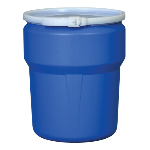 Baril emboîtable en poly&eacute;thyl&egrave;ne, 10 gal. US (8,33 gal. imp.), Dessus ouvert, Bleu Les Fournitures Industrielles Méga