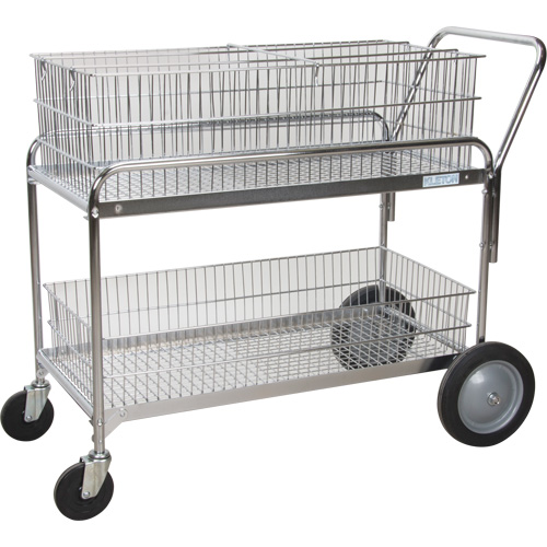 Wire Mesh Office Mail Cart, 250 lbs. Capacity, Chrome, 23" D x 42" L x 38" H, Chrome Plated Les Fournitures Industrielles Méga