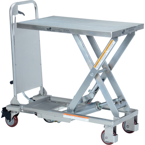 Manual Hydraulic Scissor Lift Table, 27-1/2" L x 17-5/8" W, Partial Stainless Steel, 400 lbs. Capacity Les Fournitures Industrielles Méga