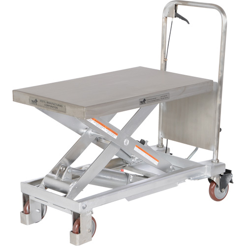 Manual Hydraulic Scissor Lift Table, 32-1/2" L x 19-1/2 W, Partial Stainless Steel, 1000 lbs. Capacity Les Fournitures Industrielles Méga