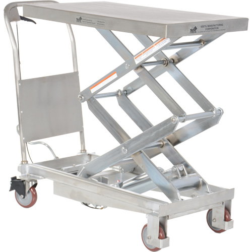 Manual Hydraulic Scissor Lift Table, 35-1/2" L x 20" W, Partial Stainless Steel, 800 lbs. Capacity Les Fournitures Industrielles Méga