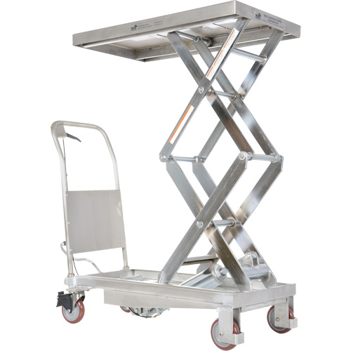 Manual Hydraulic Scissor Lift Table, 35-1/2" L x 20" W, Partial Stainless Steel, 800 lbs. Capacity Les Fournitures Industrielles Méga
