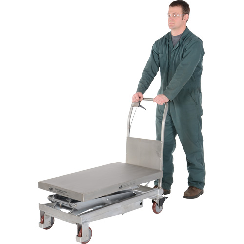 Manual Hydraulic Scissor Lift Table, 35-1/2" L x 20" W, Partial Stainless Steel, 800 lbs. Capacity Les Fournitures Industrielles Méga