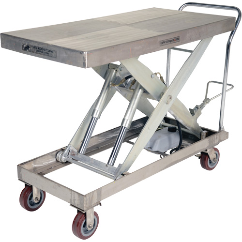 Manual Hydraulic Scissor Lift Table, 47" L x 24" W, Partial Stainless Steel, 2000 lbs. Capacity Les Fournitures Industrielles Méga