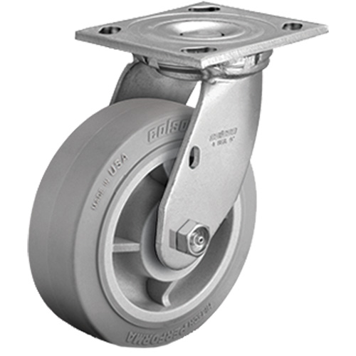 Plate Caster, Swivel, 4" (101.6 mm), Rubber, 225 lbs. (102 kg.) Les Fournitures Industrielles Méga