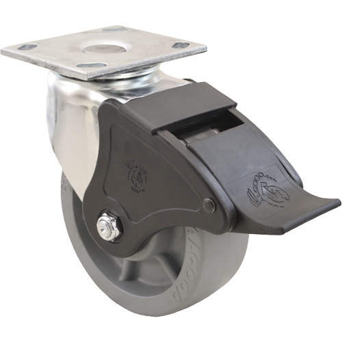 Roulette Emaxx, Pivotant avec frein, 4" (101,6 mm), Envirothane, 1000 lb (453,6 kg) Les Fournitures Industrielles Méga