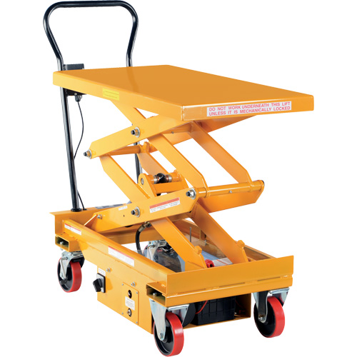 DC Powered Hydraulic Scissor Lift Elevating Cart, Steel, 39-3/4" L x 20-1/2" W, 1000 lbs. Capacity Les Fournitures Industrielles Méga