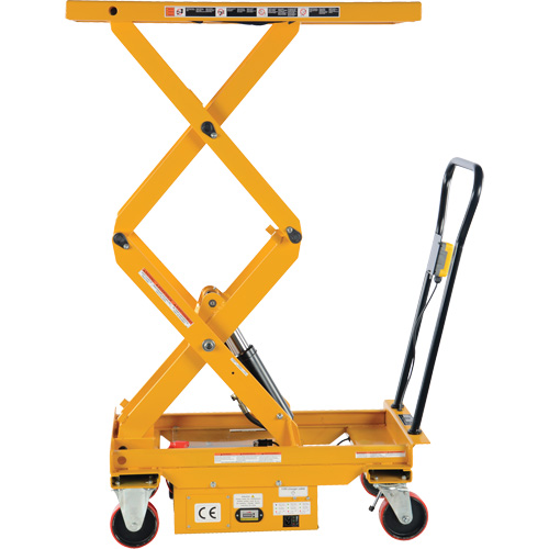 DC Powered Hydraulic Scissor Lift Elevating Cart, Steel, 39-3/4" L x 20-1/2" W, 1000 lbs. Capacity Les Fournitures Industrielles Méga