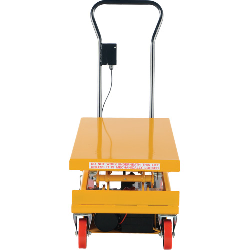 DC Powered Hydraulic Scissor Lift Elevating Cart, Steel, 39-3/4" L x 20-1/2" W, 1000 lbs. Capacity Les Fournitures Industrielles Méga