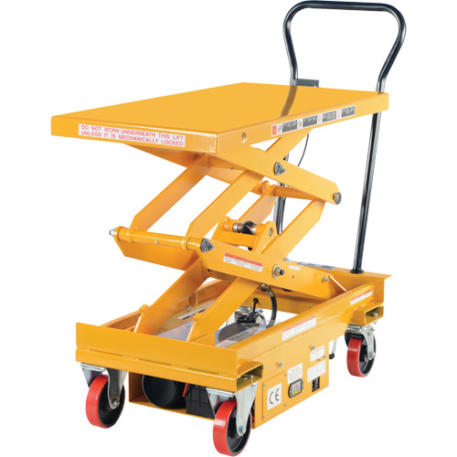 DC Powered Hydraulic Scissor Lift Elevating Cart, Steel, 39-3/4" L x 20-1/2" W, 1000 lbs. Capacity Les Fournitures Industrielles Méga