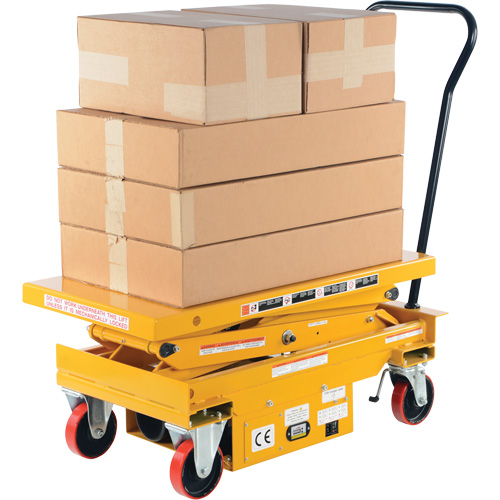 DC Powered Hydraulic Scissor Lift Elevating Cart, Steel, 39-3/4" L x 20-1/2" W, 1000 lbs. Capacity Les Fournitures Industrielles Méga