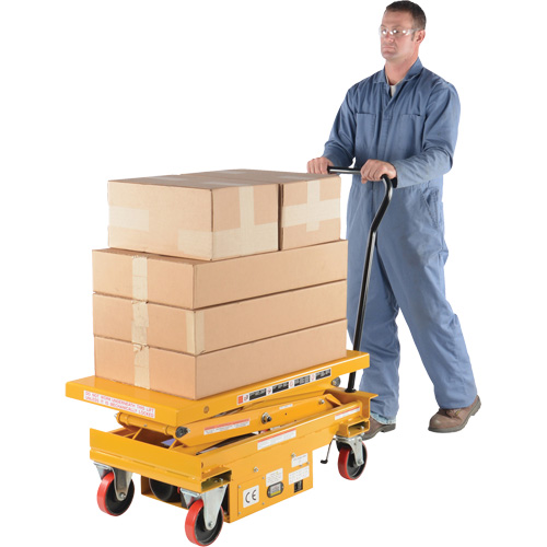 DC Powered Hydraulic Scissor Lift Elevating Cart, Steel, 39-3/4" L x 20-1/2" W, 1000 lbs. Capacity Les Fournitures Industrielles Méga