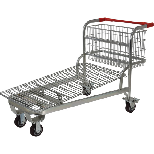 Nestable Wire Cart, Steel, 28-3/4" x 37-1/16" x 59-5/8", 275 lbs. Capacity Les Fournitures Industrielles Méga