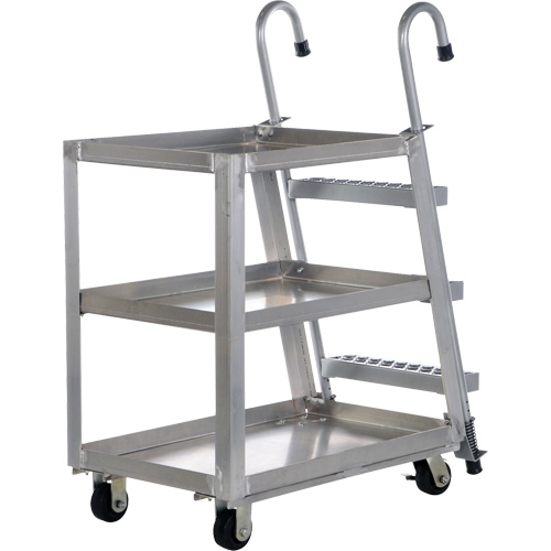 Chariot de pr&eacute;l&egrave;vement de stock, Aluminium, 21-7/8" la x 40" p, 3 tablettes, Capacit&eacute; 660 lb Les Fournitures Industrielles Méga