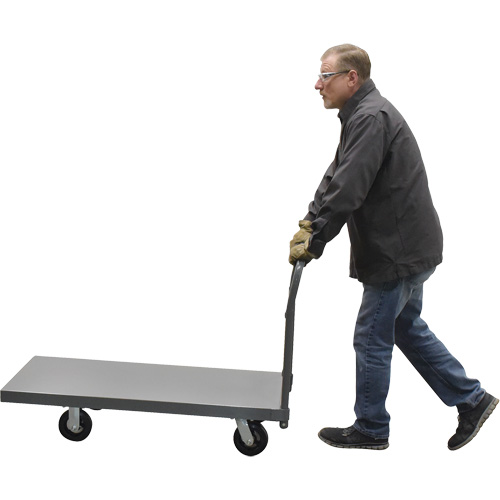 Chariot &agrave; plateforme, 48" lo x 24" la x Capacit&eacute; 2000 lb, Roues en Caoutchouc Les Fournitures Industrielles Méga