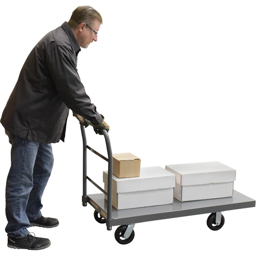 Chariot &agrave; plateforme, 48" lo x 24" la x Capacit&eacute; 2000 lb, Roues en Caoutchouc Les Fournitures Industrielles Méga