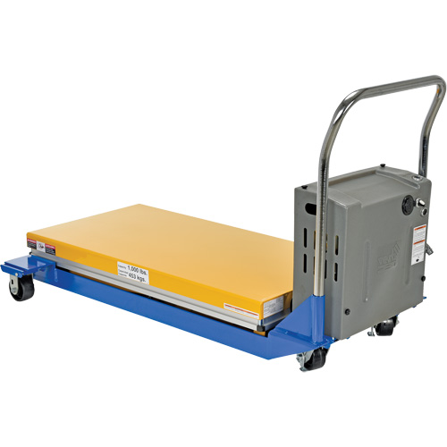 DC Powered & Manual Scissor Lift Table, Steel, 48" L x 24" W, 1000 lbs. Capacity Les Fournitures Industrielles Méga