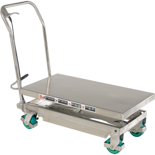 Manual Hydraulic Scissor Lift Table, 36-1/4" L x 19-3/8" W, Stainless Steel, 600 lbs. Capacity Les Fournitures Industrielles Méga