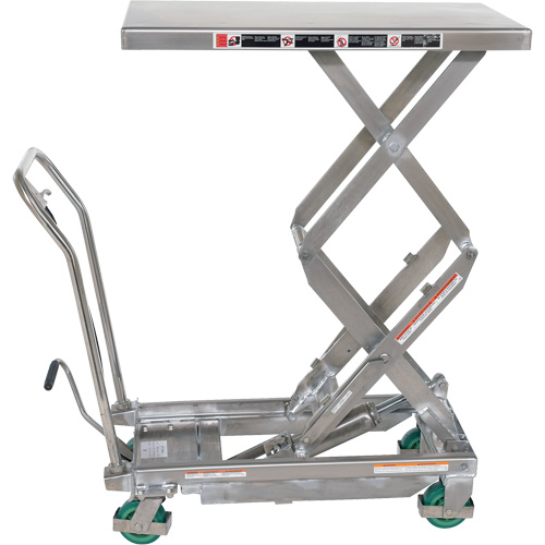 Manual Hydraulic Scissor Lift Table, 36-1/4" L x 19-3/8" W, Stainless Steel, 600 lbs. Capacity Les Fournitures Industrielles Méga