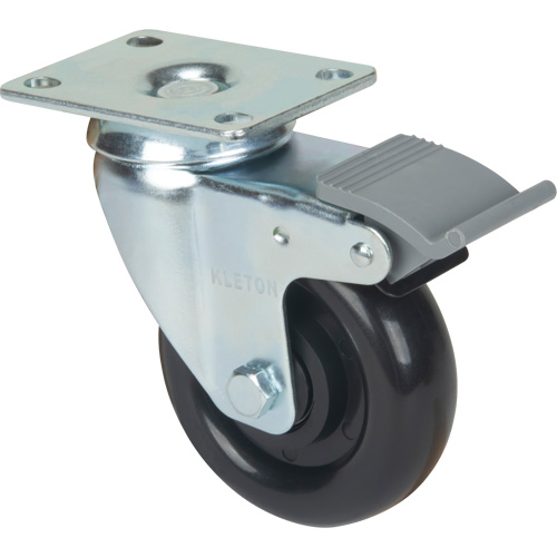 Roulette, Pivotant avec frein, 4" (101,6 mm), Polyol&eacute;fine, 250 lb (113,4 kg) Les Fournitures Industrielles Méga