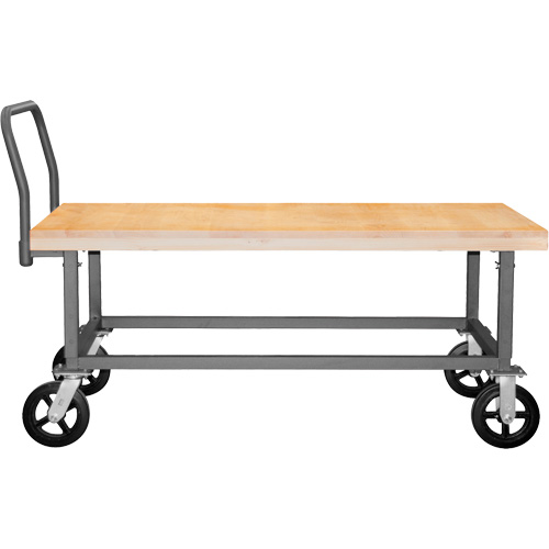 Adjustable Wood Deck Platform Truck, 48" L x 24" W, 1800 lbs. Capacity, Mold-on Rubber Casters Les Fournitures Industrielles Méga