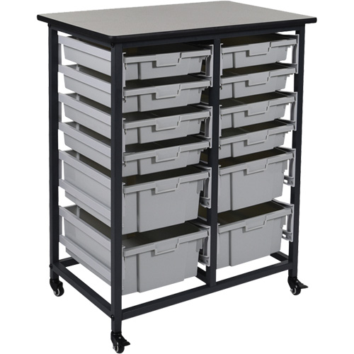 Rangement mobile pour bacs, &agrave; un c&ocirc;t&eacute;, 12 bacs, 30-3/4" la x 20" p x 37-1/2" h Les Fournitures Industrielles Méga