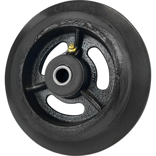Mold-On Rubber Wheel, 6'' (152 mm) Dia. x 1-1/2" (38 mm) W, 450 lbs. (204 kg.) Capacity Les Fournitures Industrielles Méga