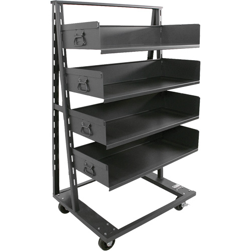 Chariot &agrave; cadre en A robuste &agrave; un c&ocirc;t&eacute; avec 4 grands plateaux, 38" x 25" x 63", Capacit&eacute; 2500 lb Les Fournitures Industrielles Méga