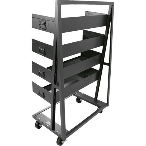 Chariot &agrave; cadre en A robuste &agrave; un c&ocirc;t&eacute; avec 4 grands plateaux, 38" x 25" x 63", Capacit&eacute; 2500 lb Les Fournitures Industrielles Méga