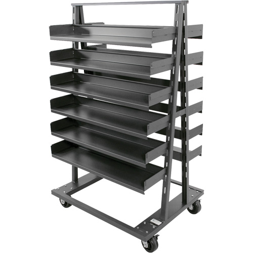Double-Sided Heavy Duty A-Frame Cart with 12 Trays, 38" x 30" x 63", 2500 lbs. Capacity Les Fournitures Industrielles Méga