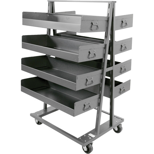 Chariot &agrave; cadre en A robuste &agrave; deux c&ocirc;t&eacute;s avec 8 grands plateaux &agrave; rebords, 38" x 30" x 63", Capacit&eacute; 2500 lb Les Fournitures Industrielles Méga