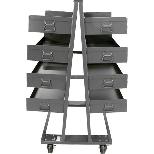 Chariot &agrave; cadre en A robuste &agrave; deux c&ocirc;t&eacute;s avec 8 grands plateaux &agrave; rebords, 38" x 30" x 63", Capacit&eacute; 2500 lb Les Fournitures Industrielles Méga