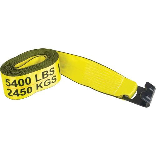Logistic Strap, Flat Hook, 4" W x 30' L, 5400 lbs. (2449 kg) Working Load Limit Les Fournitures Industrielles Méga