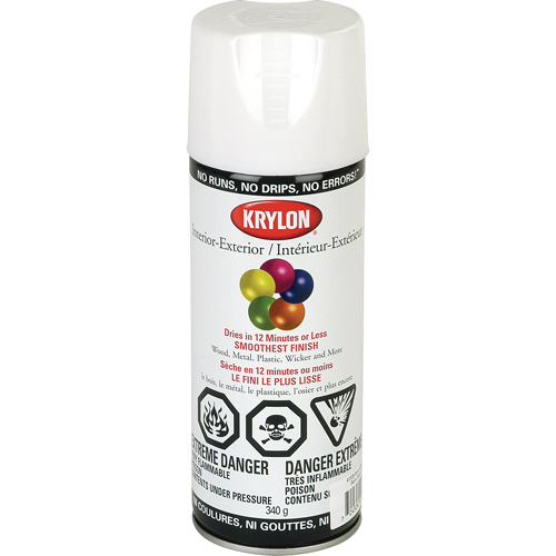 Industrial Acryli-Quik Lacquer, White, Semi-Gloss, 12 oz., Aerosol Can Les Fournitures Industrielles Méga