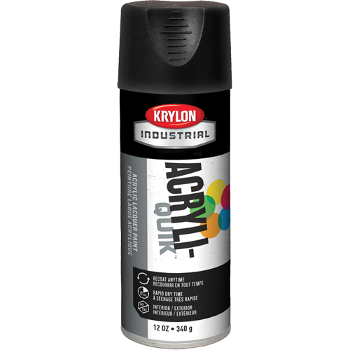 Industrial Acryli-Quik Lacquer, Black, Ultra-Flat, 12 oz., Aerosol Can Les Fournitures Industrielles Méga