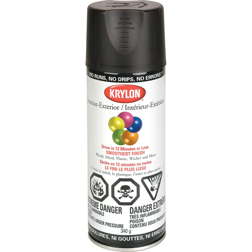 Laque industrielle Acryli-Quik, Noir, Semi-mat, 12 oz, Canette a&eacute;rosol Les Fournitures Industrielles Méga