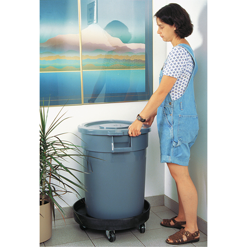 Socle roulant pour contenant &agrave; d&eacute;chets, Poly&eacute;thyl&egrave;ne, Noir Les Fournitures Industrielles Méga