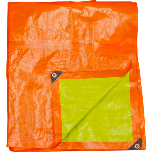 B&acirc;che tiss&eacute;e robuste haute visibilit&eacute;, Poly&eacute;thyl&egrave;ne, Vert/Orange, 16' x 20' x 12 mils Les Fournitures Industrielles Méga