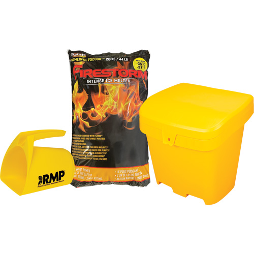 Ensemble de produit de d&eacute;glaçage intense Firestorm avec 56 sacs, Sac, 44 lb (20 kg), Point de fonte -32°C (-25°F) Les Fournitures Industrielles Méga