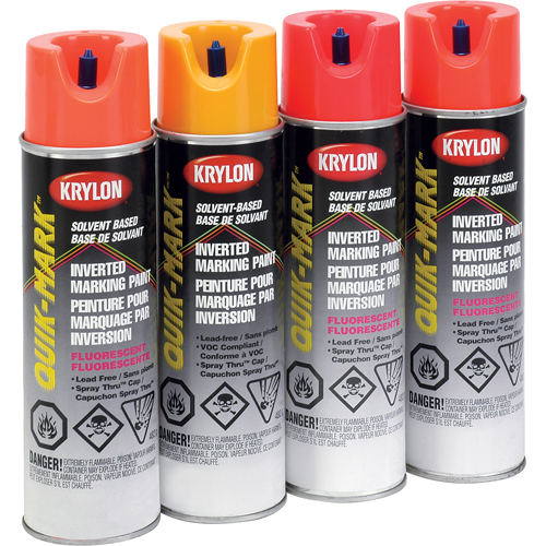 Peinture de marquage industrielle invers&eacute;e &agrave; base de solvant Quik-Mark, 17 oz, Canette a&eacute;rosol Les Fournitures Industrielles Méga